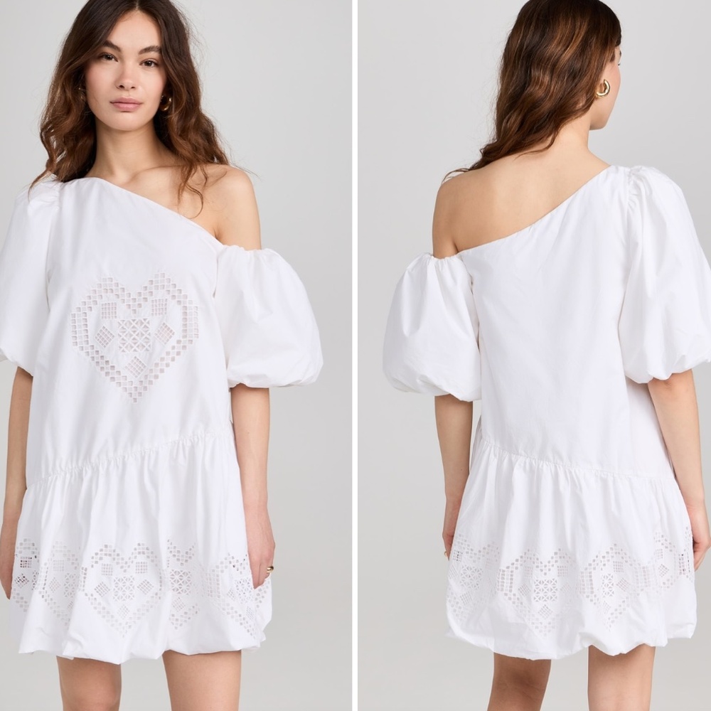 RHODE Martina white eyelet off shoulder mini dress size S